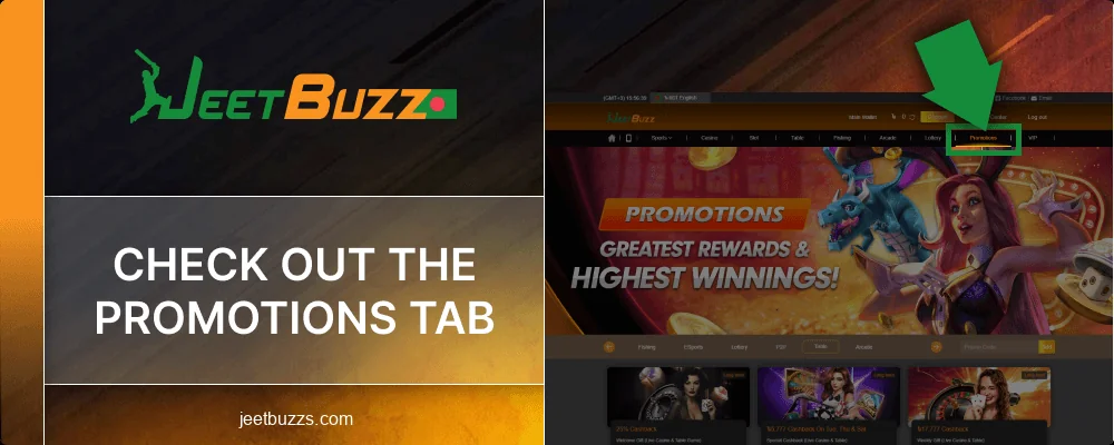 Open the Promotions tab at Jeetbuzz BD
