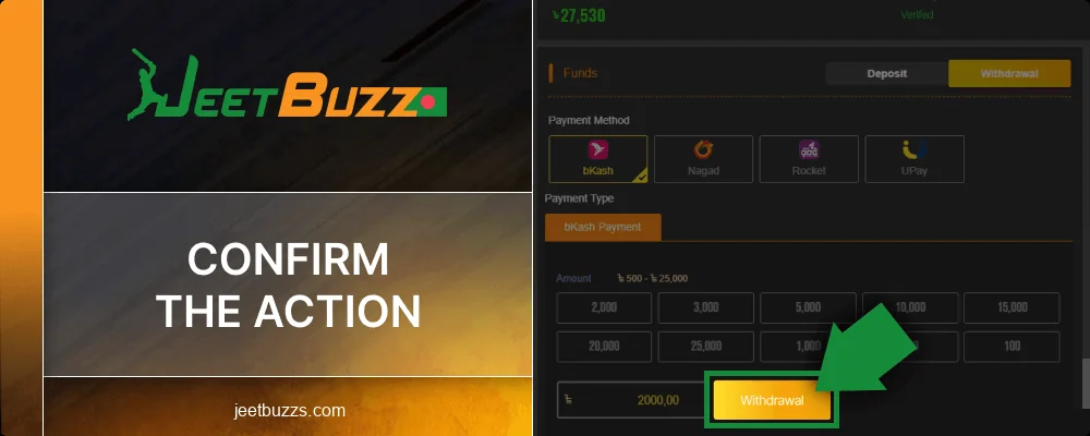 Confirm the transaction at Jeetbuzz BD
