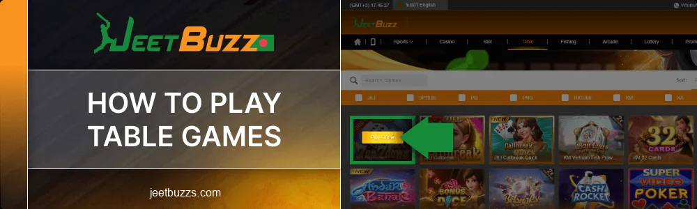 Table Games Manual for Jeetbuzz Bangladeshi Players