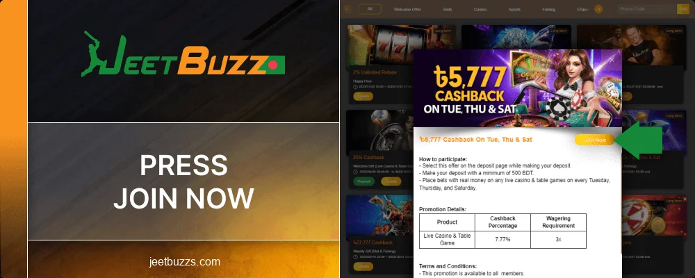 Activate the bonus offer at Jeetbuzz BD