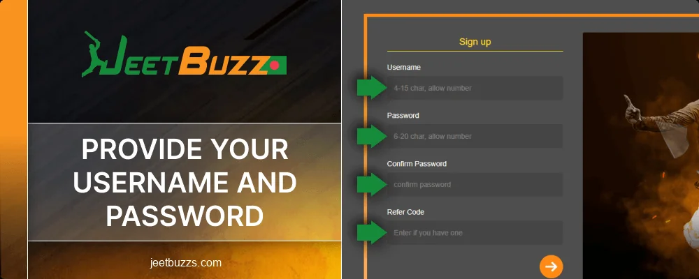 Enter your Jeetbuzz BD nickname and password