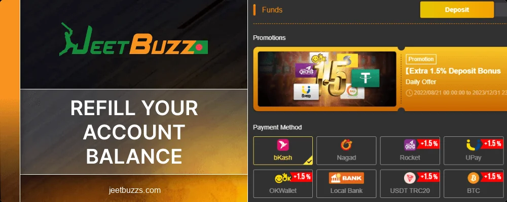Top up your balance at Jeetbuzz Bangladesh