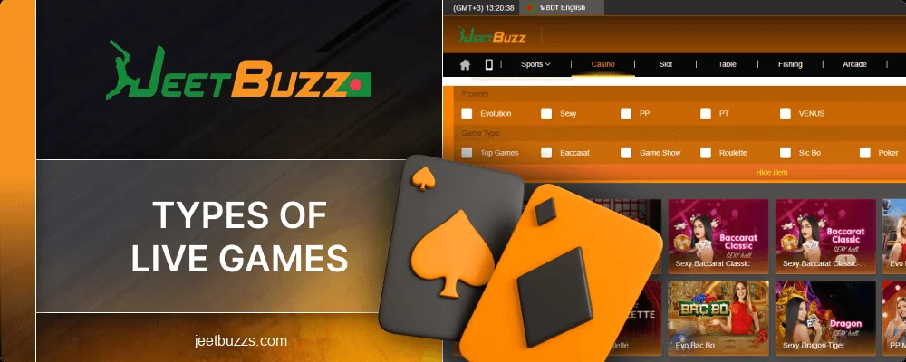Varieties of Live Casino for Jeetbuzz BD Gamblers