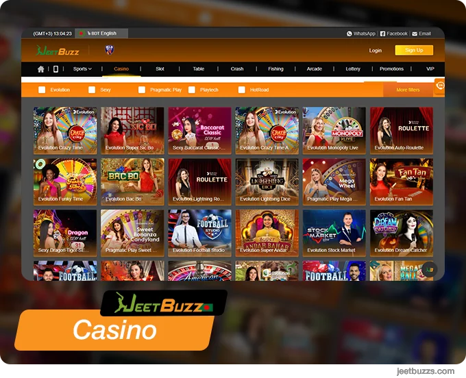 Play over 3000+ games, including live dealer games at JeetBuzz casino BN