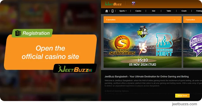 Open official JeetBuzz website to start affiliate registration