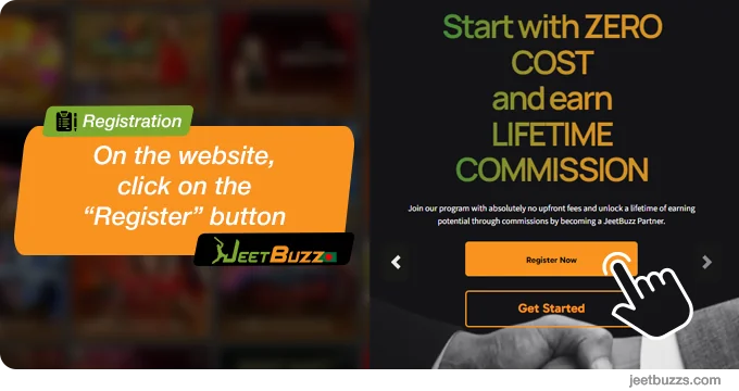 Open the website and click on the 'Registration' button - JeetBuzz