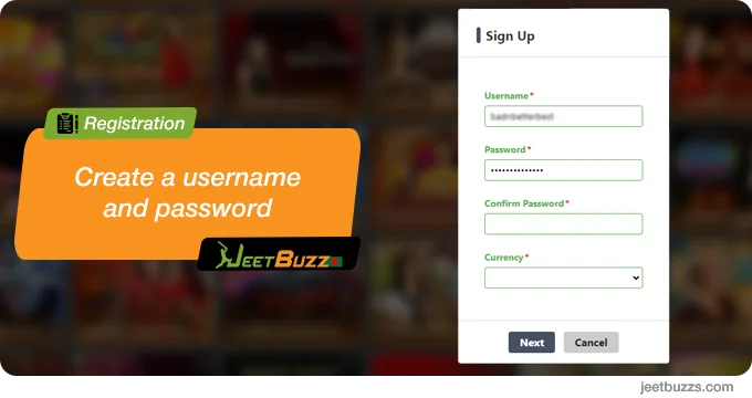 Create username and password - JeetBuzz Affiliate Program