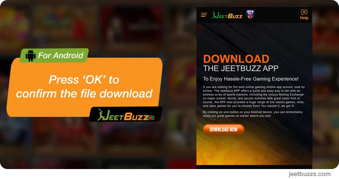 Press 'OK' to confirm the download of the app - JeetBuzz