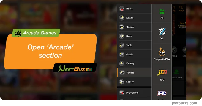 Open "Arcade Games" sections - JeetBuzz