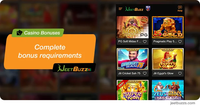 Play JeetBuzz Casino to complete bonus requirements