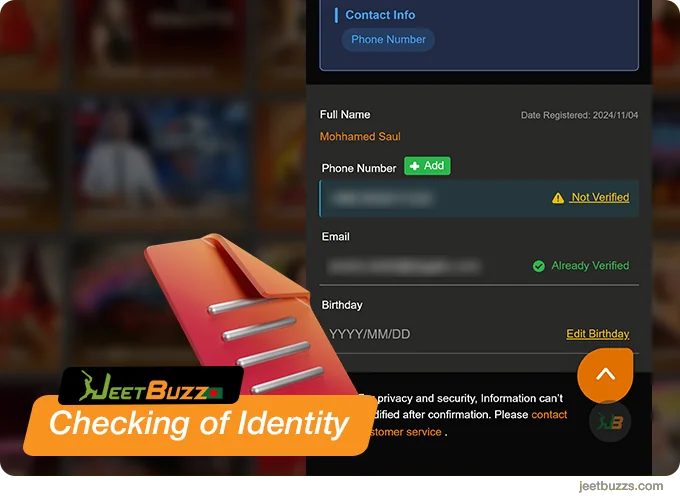 All JeetBuzz users should verify their identity