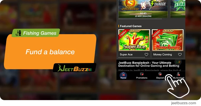 Top up a balance of JeetBuzz to start playing fishing games