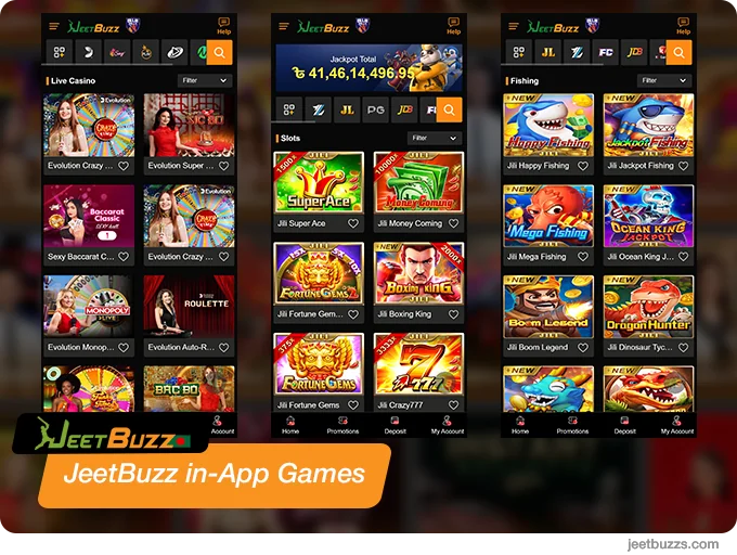 JeetBuzz in-App Games - Slots, Games and Live Casino Games