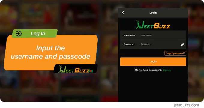 Fill in the username and password - JeetBuzz Log In