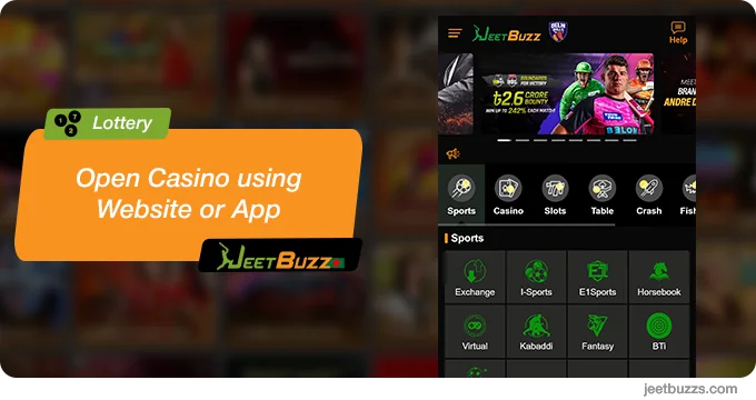 Open JeetBuzz website using mobile app or website