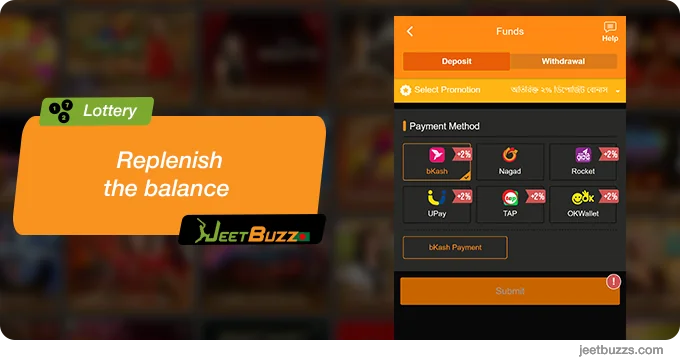 Replenish the balance at JeetBuzz to start playing casino