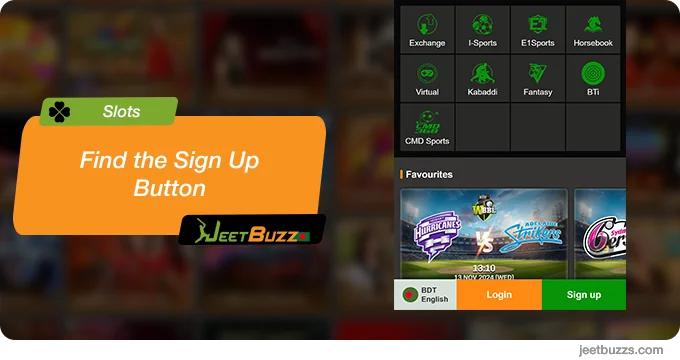 Find the Sign Up Button and Register at JeetBuzz Slots