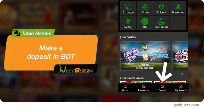 Make a deposit on JeetBuzz