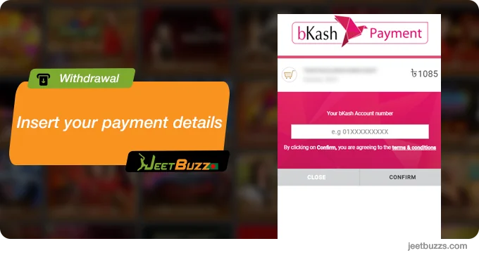 Insert your payment details at the payment service page - JeetBuzz