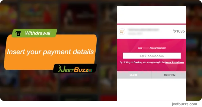 Insert your payment details at the payment service page - JeetBuzz