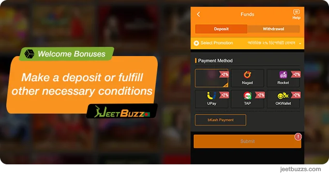 Make a deposit at JeetBuzz and start playing