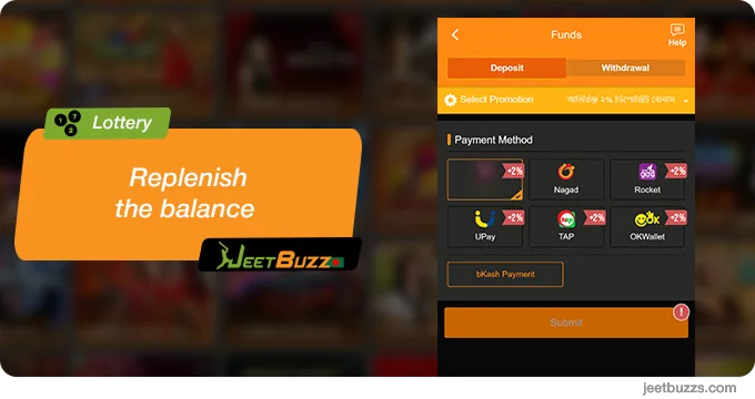 Replenish the balance at JeetBuzz to start playing casino
